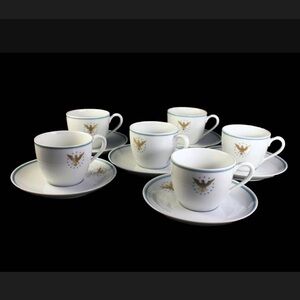 Pan Am Airlines, Demitasse Cups and Saucers,President Pattern, set of 6